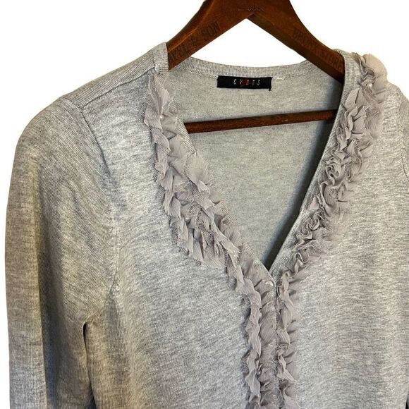 Cyrus V Neck Pearl Ruffle Sweater - Picture 3 of 9